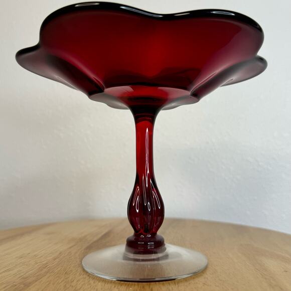 Vintage Duncan Miller Canterbury pattern #115 Ruby Red glass Compote - Picture 3 of 8